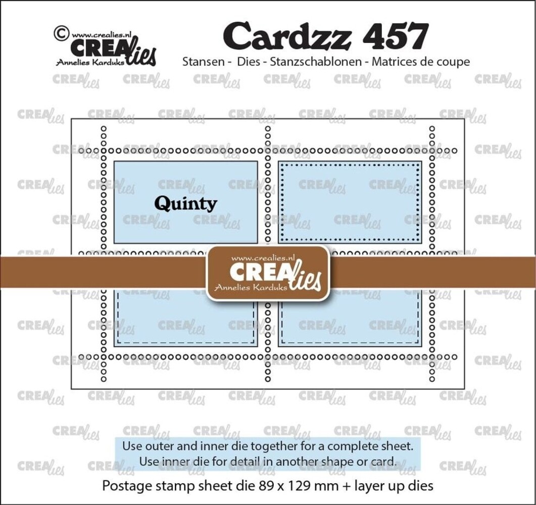 Crealies Cardzz Dies Rechthoekig Postzegelvel Quinty (CLCZ457)