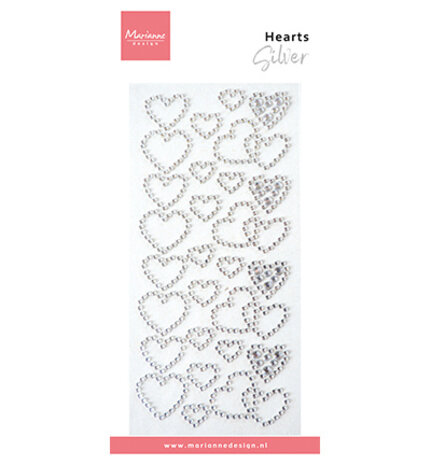 Marianne Design Rhine Stones Silver Hearts (CA3221)