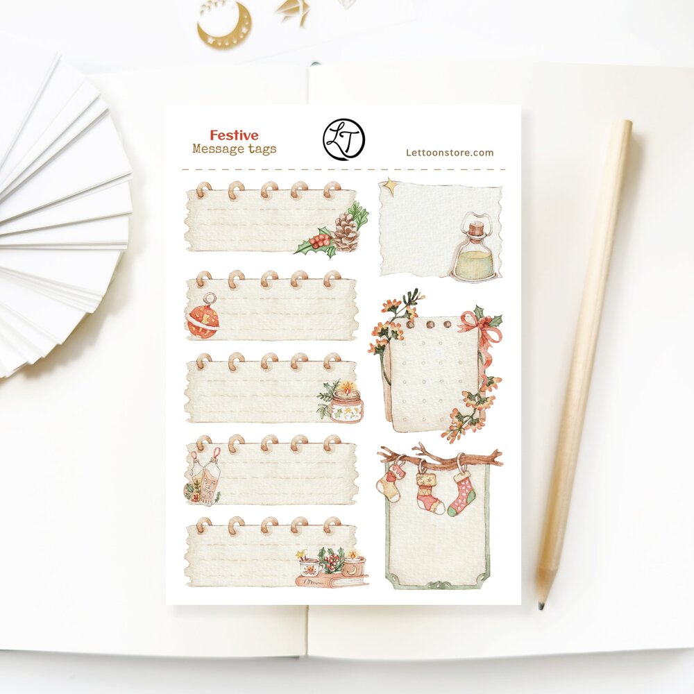 Lettoon Festive Message Tags Sticker Sheet Lettoon Festive Message Tags Sticker Sheet
