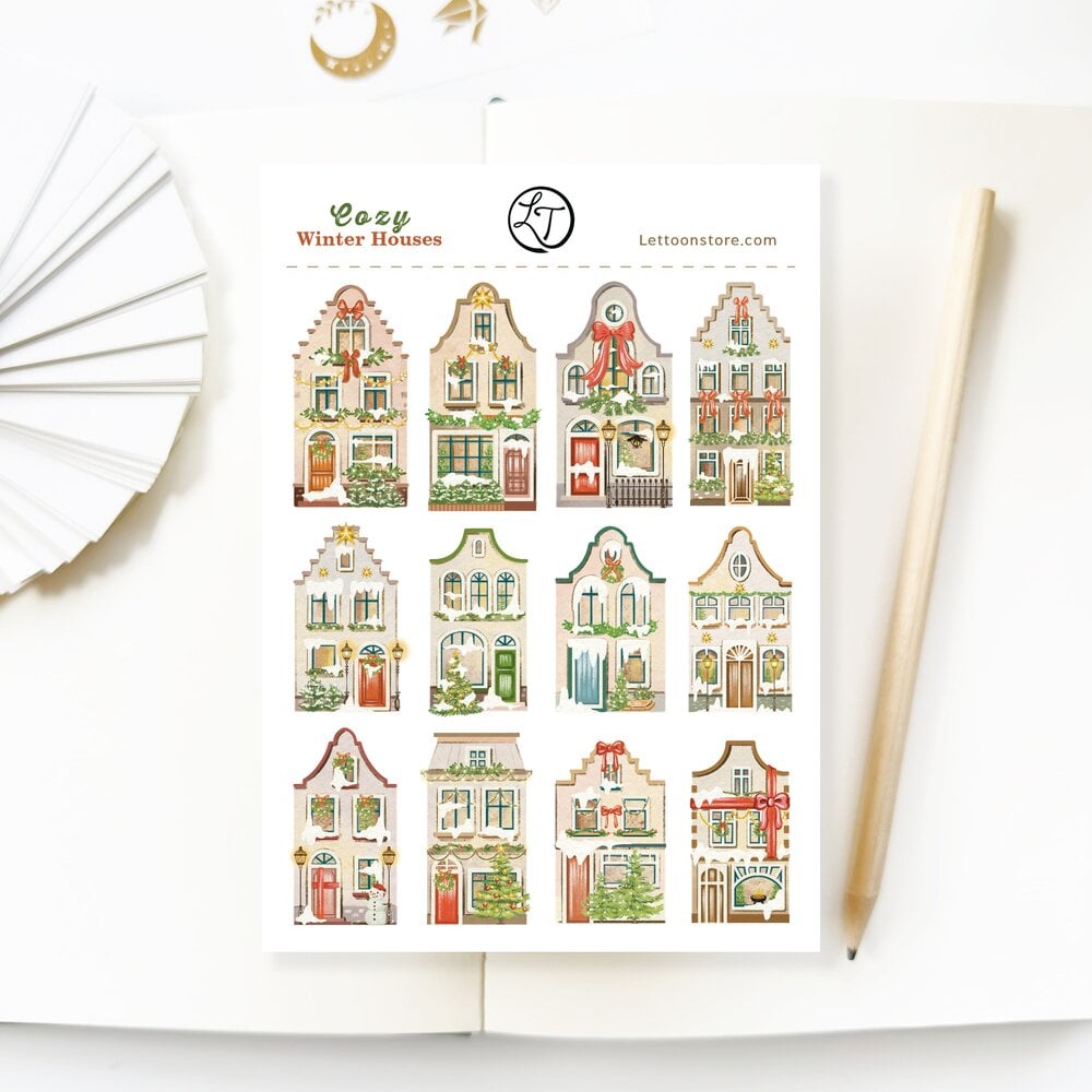 Lettoon Cozy Winter Houses Sticker Sheet Lettoon Cozy Winter Houses Sticker Sheet