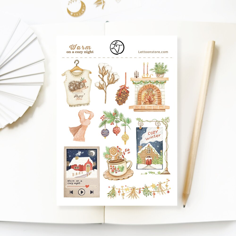 Lettoon Warm on a Cozy Night Sticker Sheet Lettoon Warm on a Cozy Night Sticker Sheet