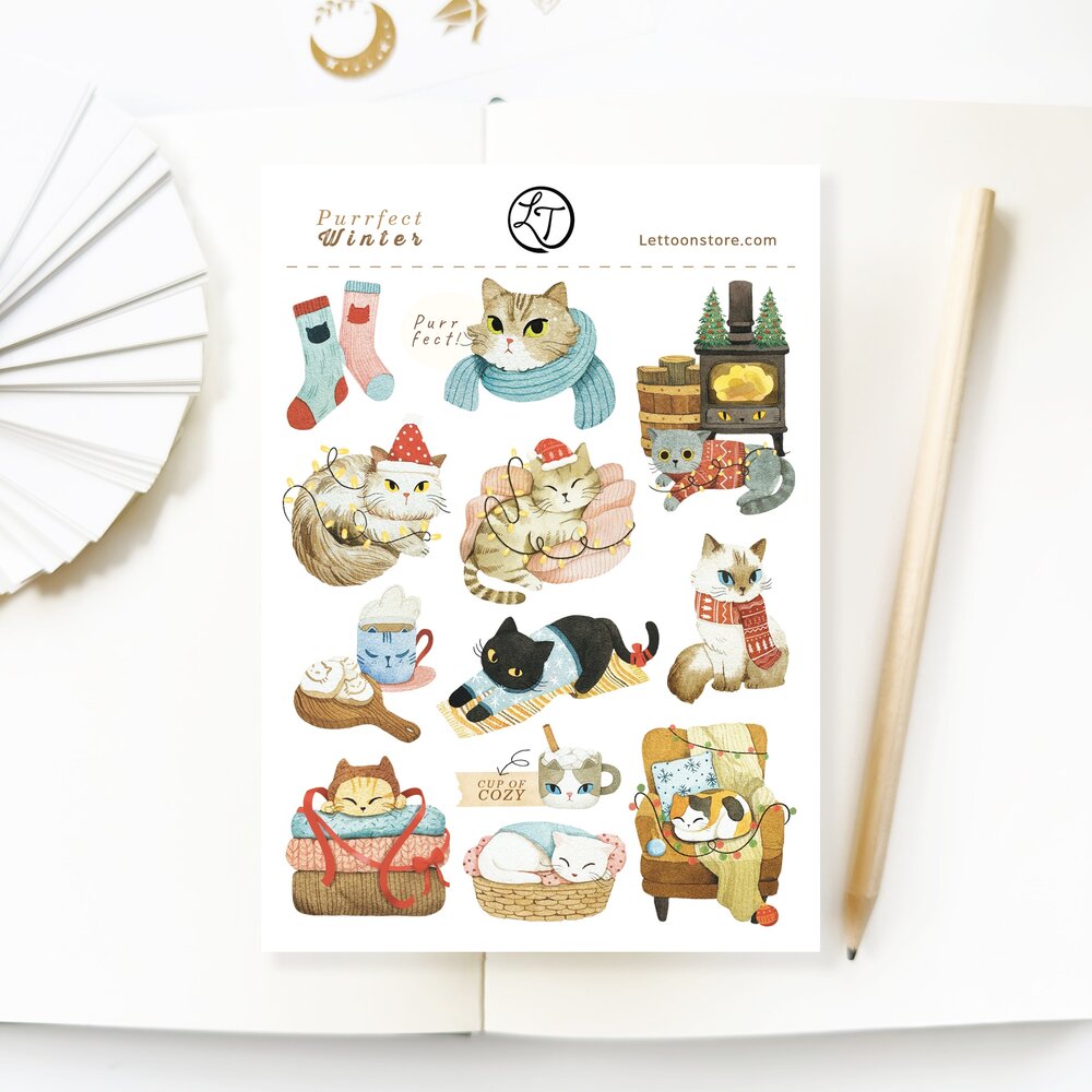 Lettoon Purrfect Winter Sticker Sheet Lettoon Purrfect Winter Sticker Sheet