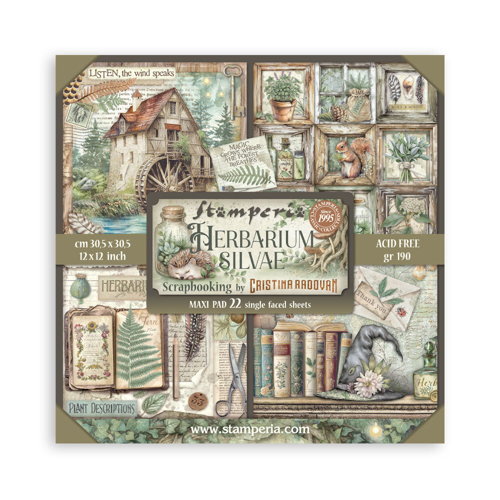 Stamperia Herbarium Silvae 12x12 Inch Single Face Paper Pack (SBBXLB32) Stamperia Herbarium Silvae 12x12 Inch Single Face Paper Pack (SBBXLB32)