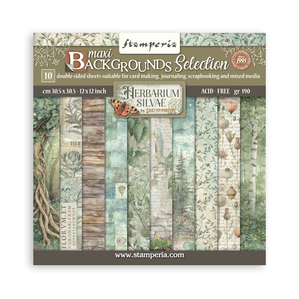 Stamperia Herbarium Silvae Maxi Background 12x12 Inch Paper Pack (SBBL180) Stamperia Herbarium Silvae Maxi Background 12x12 Inch Paper Pack (SBBL180)