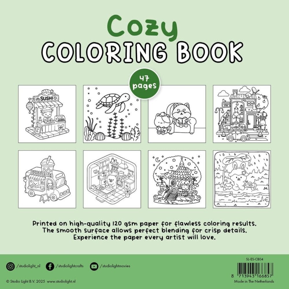 Studio Light 8x8 Inch Cozy Coloring Book (SL-ES-CB04) Studio Light 8x8 Inch Cozy Coloring Book (SL-ES-CB04)