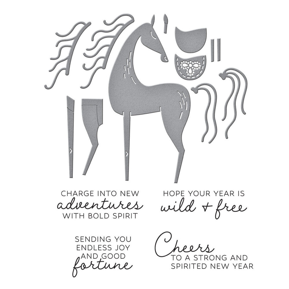 Spellbinders Good Fortune Horse Clear Stamp & Die Set (SDS-222)