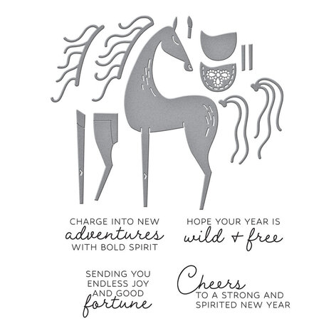 Spellbinders Good Fortune Horse Clear Stamp & Die Set (SDS-222)