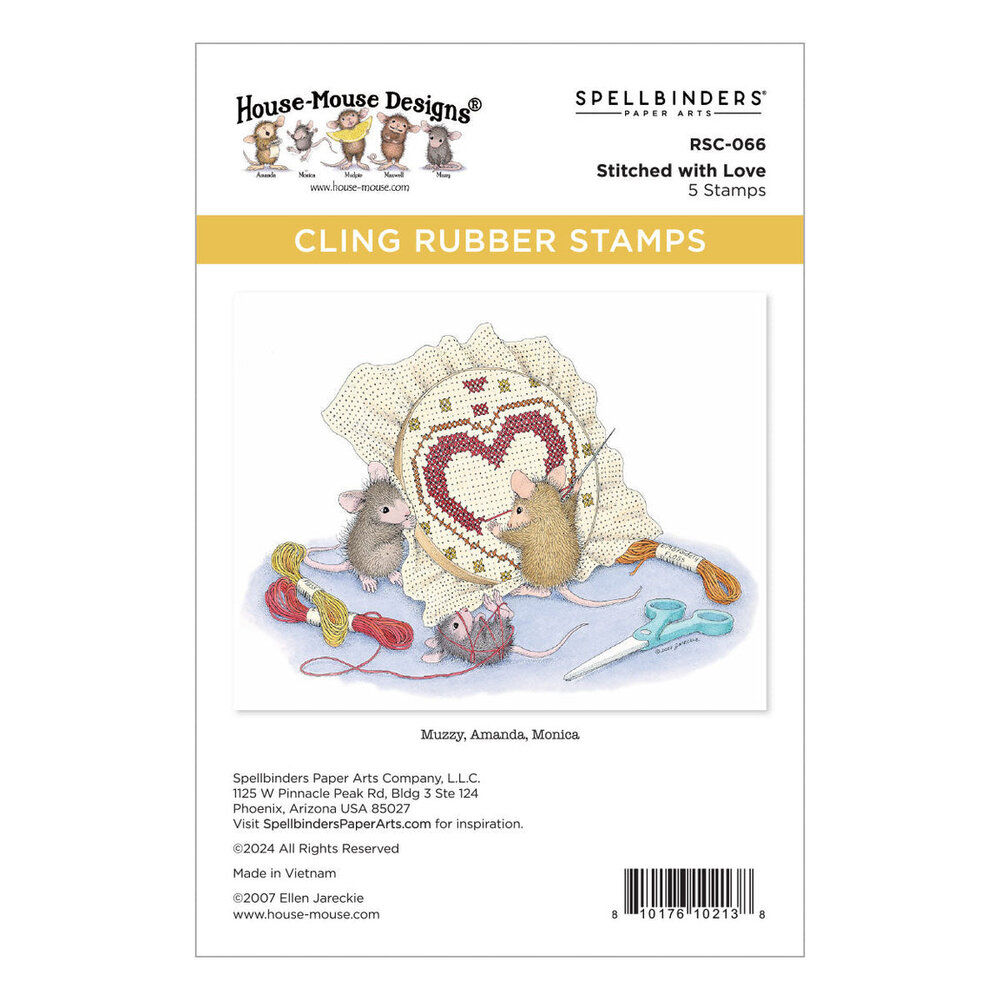 Spellbinders House-Mouse Designs Stitched with Love Cling Rubber Stamp (RSC-066)