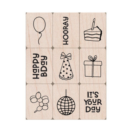 Hero Arts Birthday Mini Tub Woodblock Stamps (LP513)