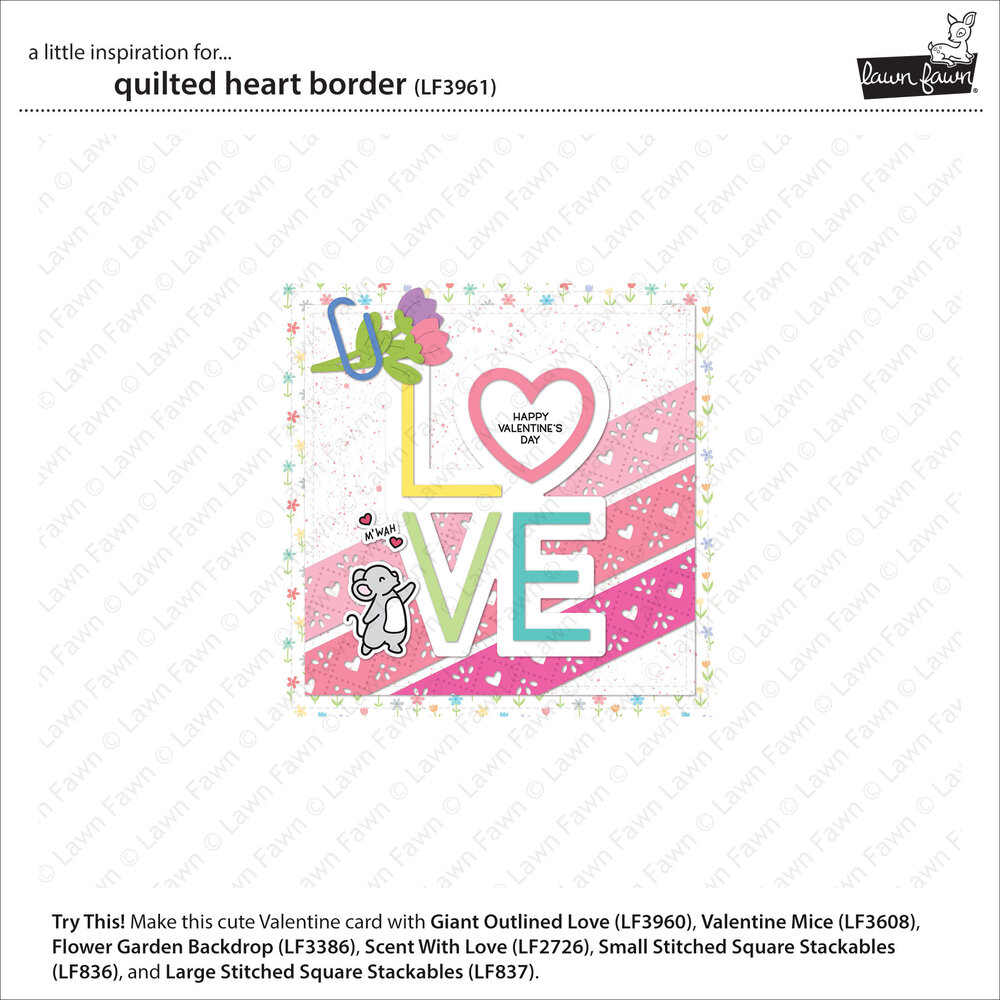 Lawn Fawn Quilted Heart Border Dies (LF3961)