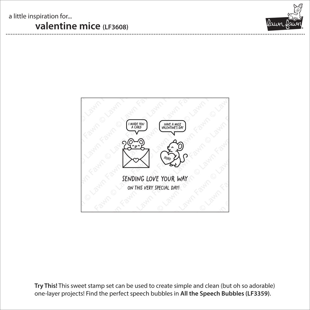 Lawn Fawn Valentine Mice Clear Stamps (LF3608)