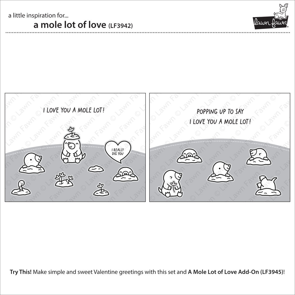 Lawn Fawn A Mole Lot Of Love Clear Stamps (LF3942) Lawn Fawn A Mole Lot Of Love Clear Stamps (LF3942)