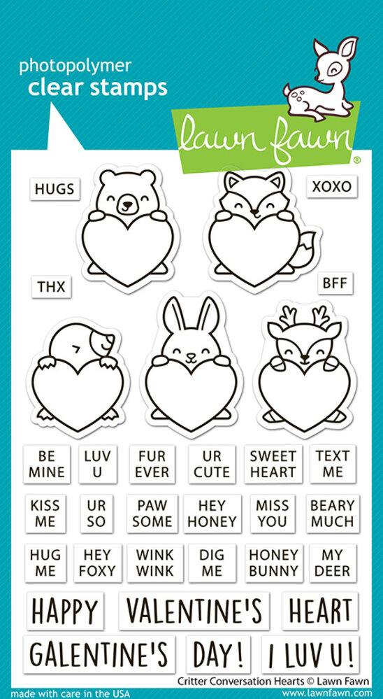 Lawn Fawn Critter Conversation Hearts Clear Stamps (LF3948)