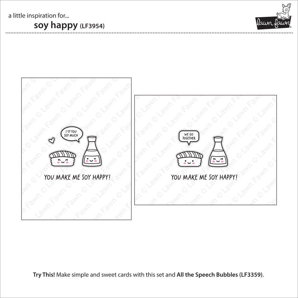Lawn Fawn Soy Happy Clear Stamps (LF3954)