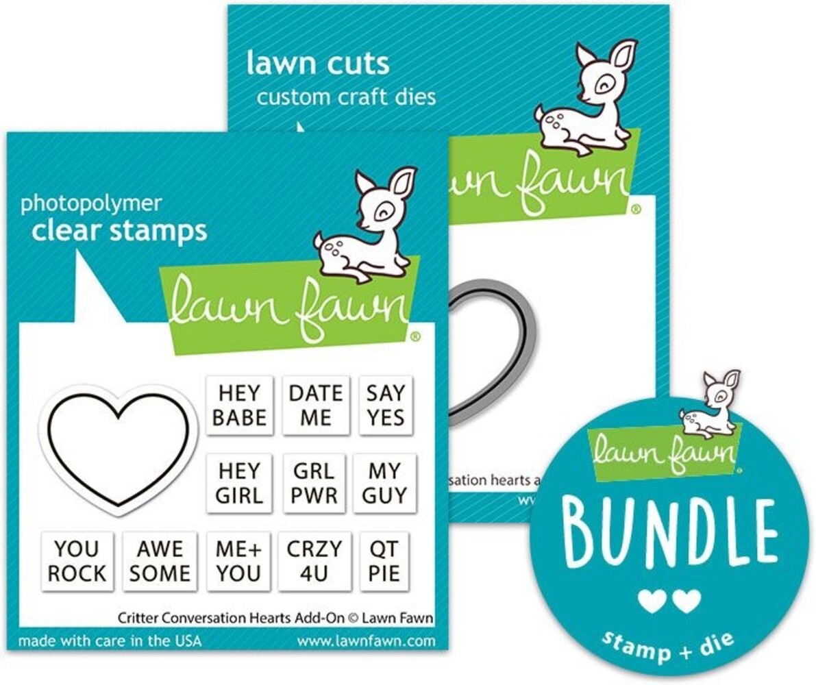Lawn Fawn Critter Conversation Hearts Add-On Stamp & Die DUO (LF3952)