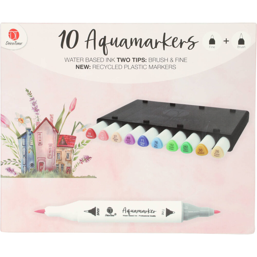 Marker Powder DécoTime 10 Aquamarkers Powder Pink (3004842) - Paperpads.nl
