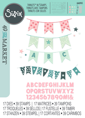 Sizzix Thinlits Die w/Stamps by 49 and Market Banner Bash (17+39pcs) (666945) Sizzix Thinlits Die w/Stamps by 49 and Market Banner Bash (17+39pcs) (666945)