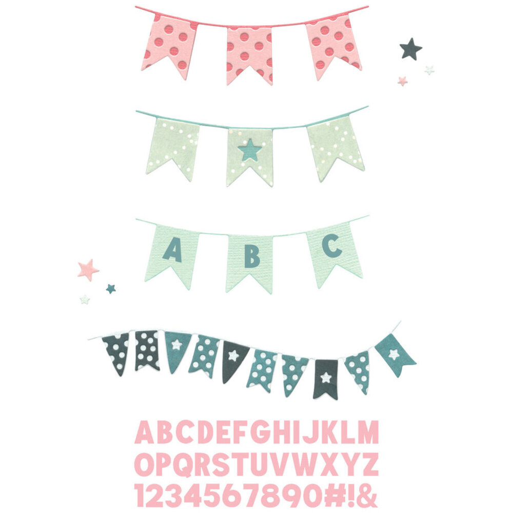 Sizzix Thinlits Die w/Stamps by 49 and Market Banner Bash (17+39pcs) (666945) Sizzix Thinlits Die w/Stamps by 49 and Market Banner Bash (17+39pcs) (666945)