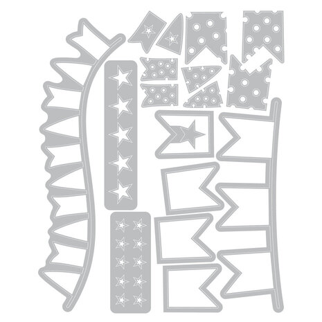 Sizzix Thinlits Die w/Stamps by 49 and Market Banner Bash (17+39pcs) (666945) Sizzix Thinlits Die w/Stamps by 49 and Market Banner Bash (17+39pcs) (666945)