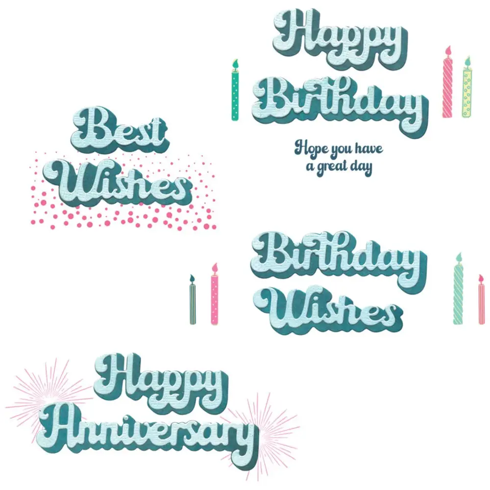 Sizzix Thinlits Die w/Stamps by 49 and Market Birthday Wishes (18+7pcs) (666946) Sizzix Thinlits Die w/Stamps by 49 and Market Birthday Wishes (18+7pcs) (666946)
