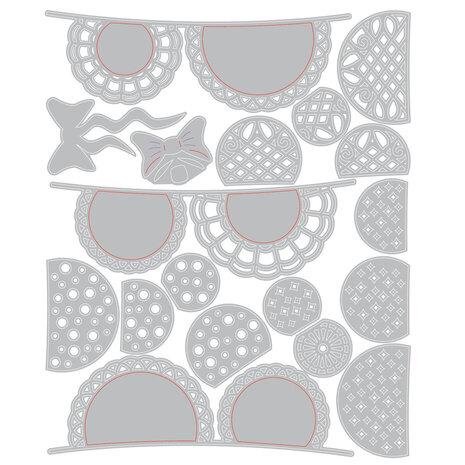 Sizzix Thinlits Die by 49 and Market Doily Banner (18pcs) (666947) Sizzix Thinlits Die by 49 and Market Doily Banner (18pcs) (666947)