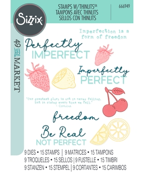 Sizzix Thinlits Die w/Stamps by 49 and Market Perfectly Imperfect (9+15pcs) (666949) Sizzix Thinlits Die w/Stamps by 49 and Market Perfectly Imperfect (9+15pcs) (666949)