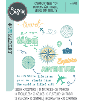Sizzix Thinlits Die w/Stamps by 49 and Market A5 Wanderlust Explorer (13+20pcs) (666953) Sizzix Thinlits Die w/Stamps by 49 and Market A5 Wanderlust Explorer (13+20pcs) (666953)