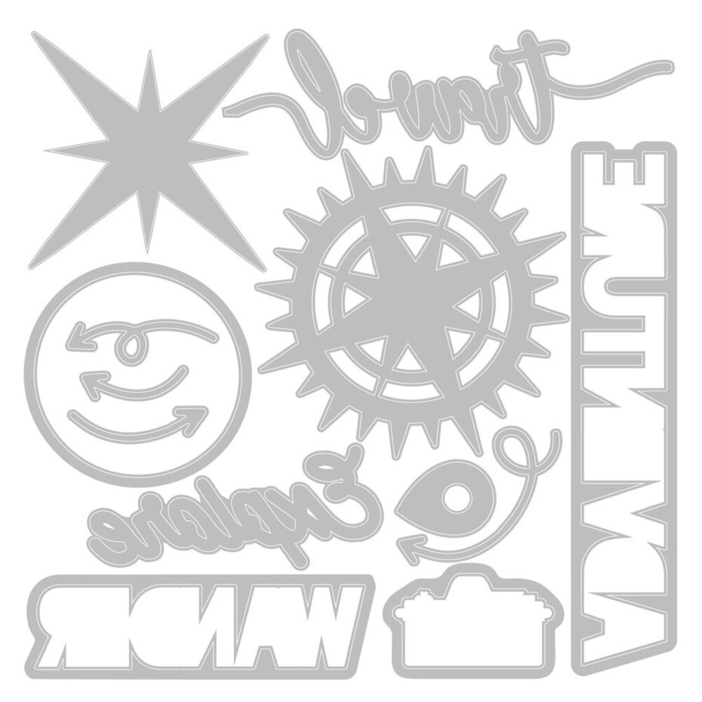 Sizzix Thinlits Die w/Stamps by 49 and Market A5 Wanderlust Explorer (13+20pcs) (666953) Sizzix Thinlits Die w/Stamps by 49 and Market A5 Wanderlust Explorer (13+20pcs) (666953)