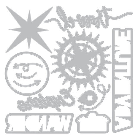 Sizzix Thinlits Die w/Stamps by 49 and Market A5 Wanderlust Explorer (13+20pcs) (666953) Sizzix Thinlits Die w/Stamps by 49 and Market A5 Wanderlust Explorer (13+20pcs) (666953)