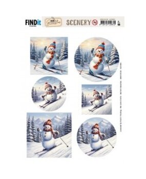 Berrie's Beauties Skiing Snowmen Scenery Push Out Round (BBSC10126) Berrie's Beauties Skiing Snowmen Scenery Push Out Round (BBSC10126)