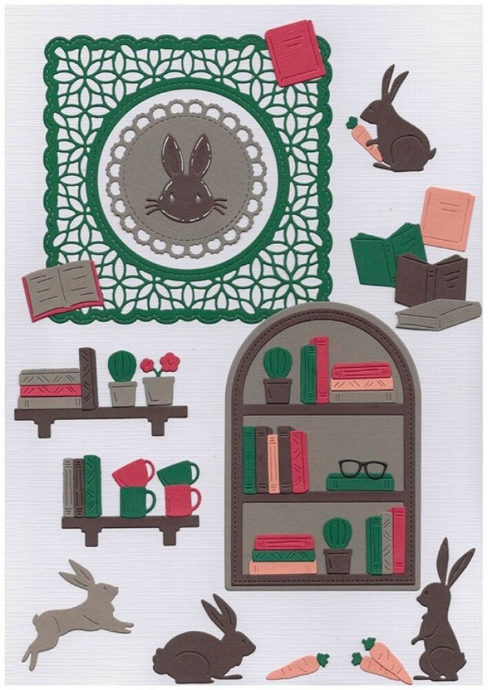 Berrie's Beauties Winter Bunnies Dies Bunny Bookcase (BBD10081) Berrie's Beauties Winter Bunnies Dies Bunny Bookcase (BBD10081)