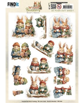 Berrie's Beauties Winter Bunnies 3D Push Out Bunnies Together (SB11066)