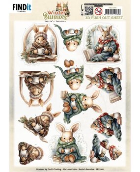 Berrie's Beauties Winter Bunnies 3D Push Out Cosy Bunnies (SB11068)