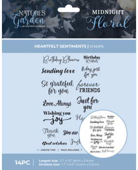 Crafter's Companion Midnight Floral Photopolymer Stamp Heartfelt Sentiments (NG-MF-STP-HEATS)