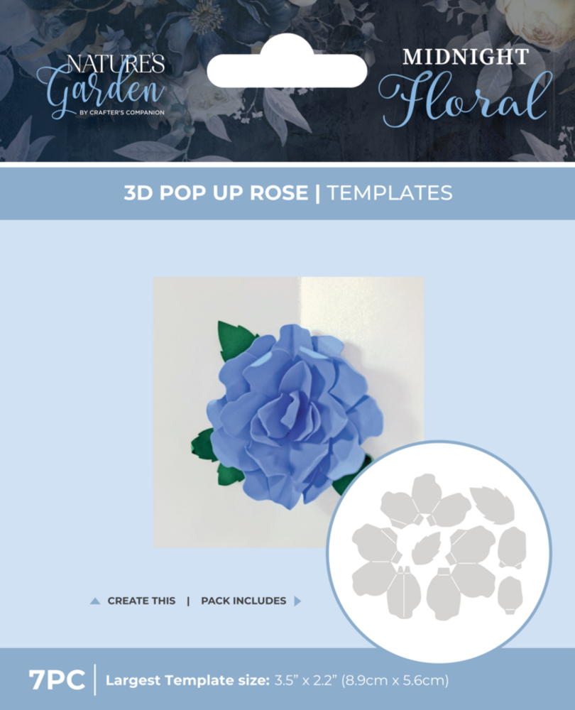 Crafter's Companion Midnight Floral 3D Template Pop Up Rose (NG-MF-TEMP-3DROS)