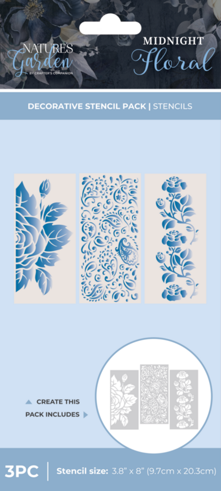 Crafter's Companion Midnight Floral Decorative Stencils (NG-MF-STEN-DEC)