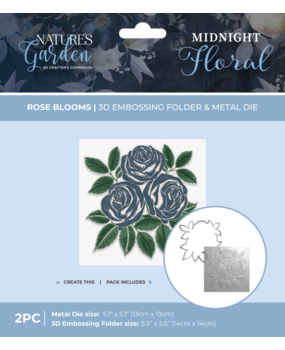 Crafter's Companion Midnight Floral 3D Embossing Folder & Metal Die Rose Blooms (NG-MF-3DEF5.5-MD-RBLO)