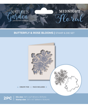 Crafter's Companion Midnight Floral Stamp & Die Butterfly & Rose Blooms (NG-MF-STD-BUTRB)