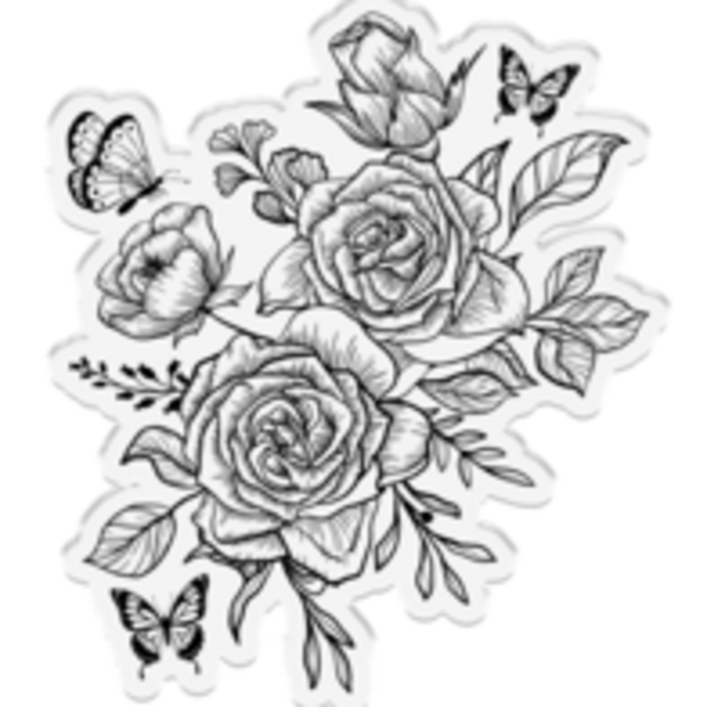 Crafter's Companion Midnight Floral Stamp & Die Butterfly & Rose Blooms (NG-MF-STD-BUTRB)