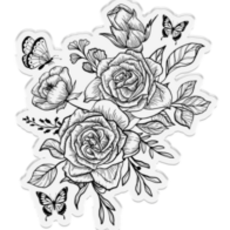 Crafter's Companion Midnight Floral Stamp & Die Butterfly & Rose Blooms (NG-MF-STD-BUTRB)