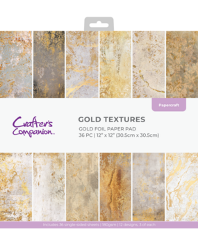 Crafter's Companion Gold Textures 12x12 Inch Paper Pad (CC-PAD12-GOLDTEX)