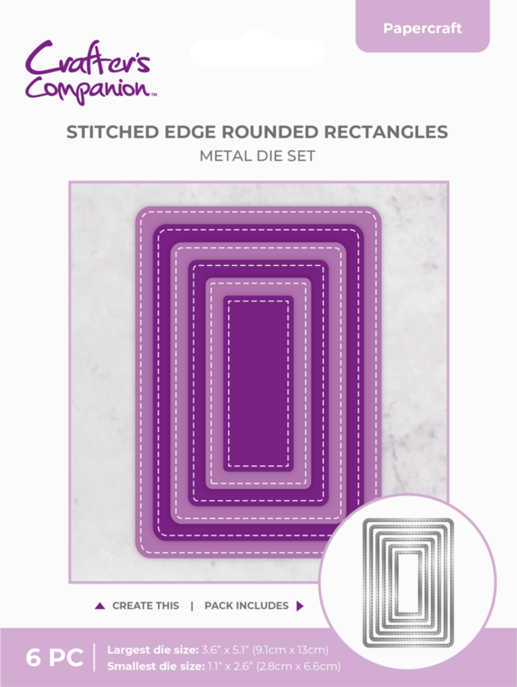 Crafter's Companion Stitched Edge Metal Die Rounded Rectangles (CC-MD-SERR)