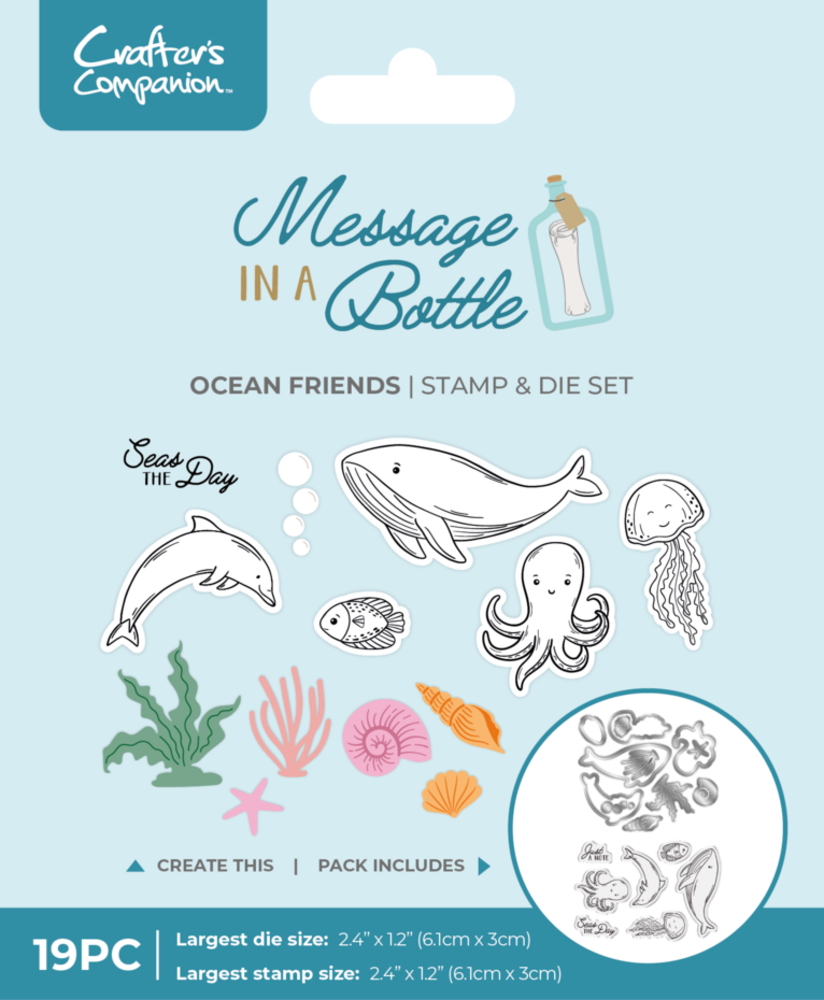 Crafter's Companion Message in a Bottle Stamp & Die Ocean Friends (CC-MIAB-STD-OCFRI)