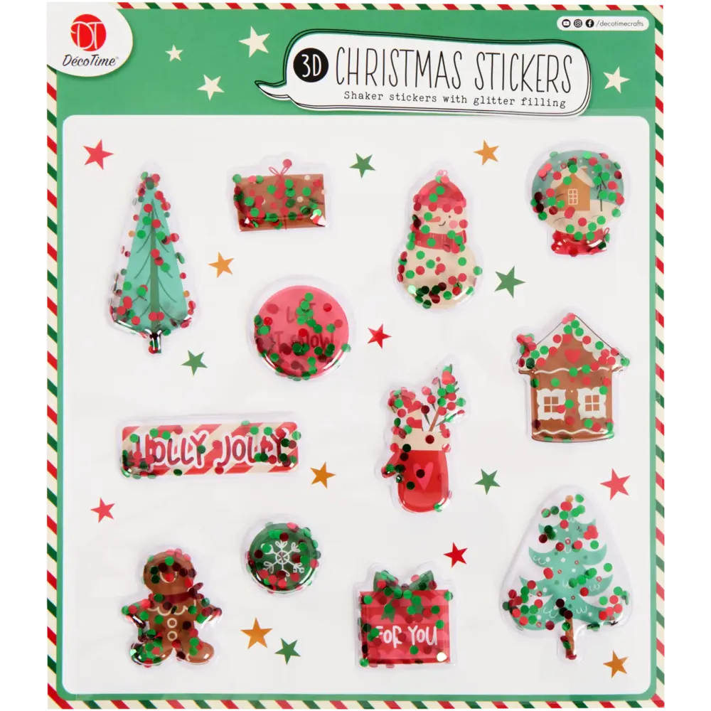 DécoTime 3D Christmas Stickers Holly Jolly (3216768)