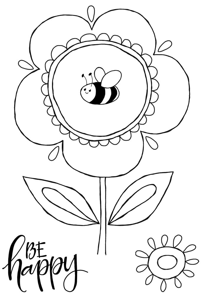 Woodware Petal Doodles Be Happy Clear Stamps (JGS862) (OUTLET)