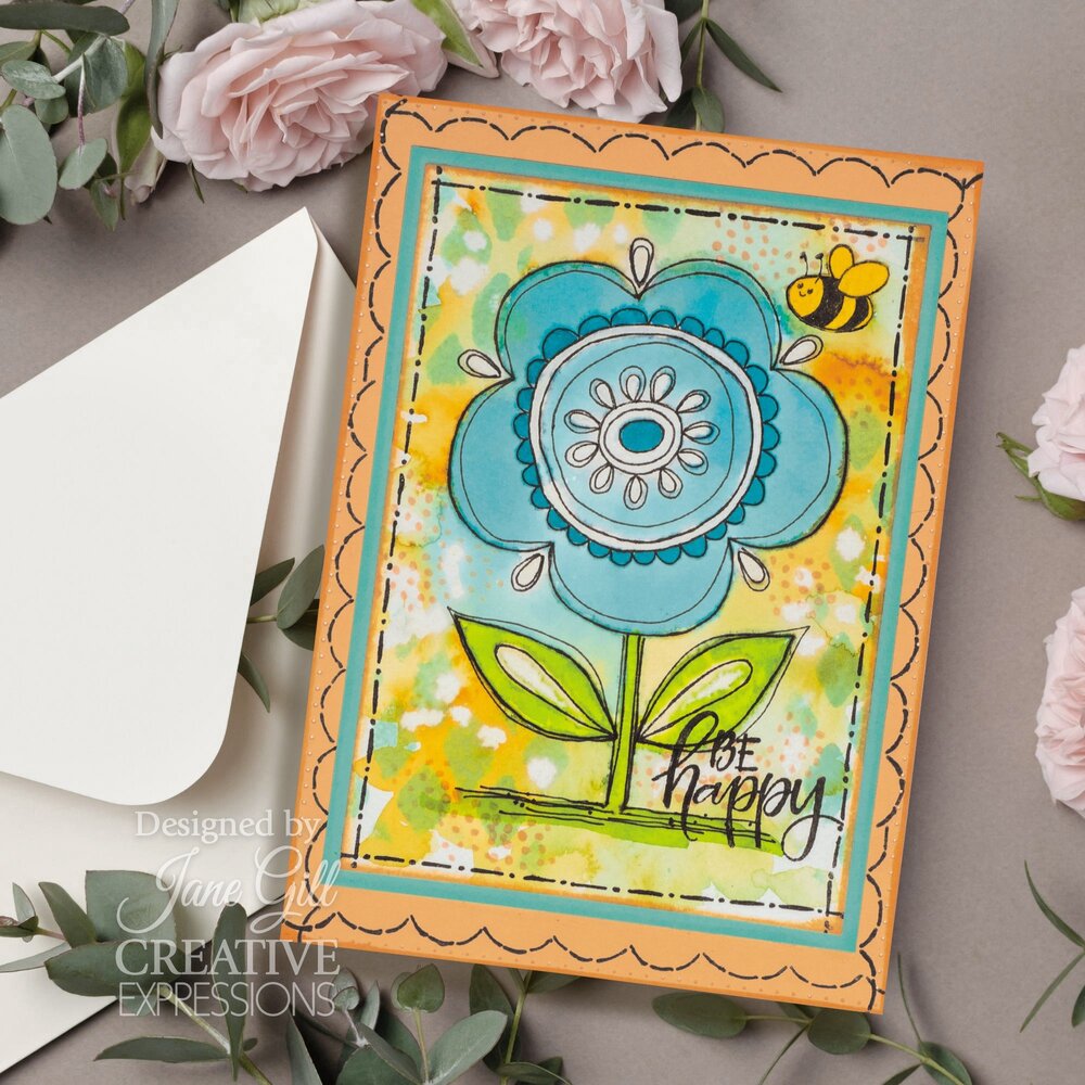 Woodware Petal Doodles Be Happy Clear Stamps (JGS862) (OUTLET)