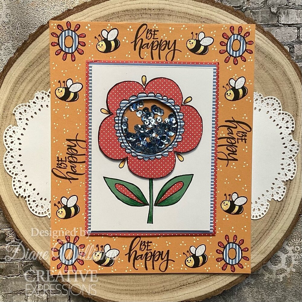 Woodware Petal Doodles Be Happy Clear Stamps (JGS862) (OUTLET)