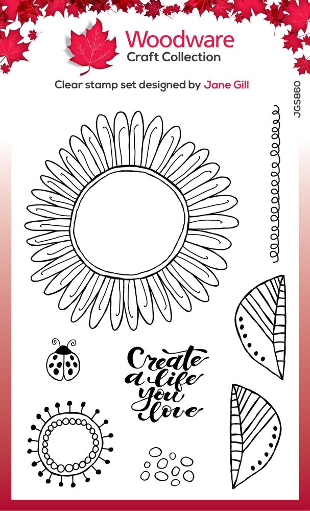 Woodware Petal Doodles Live Life Clear Stamps (JGS860) (OUTLET)
