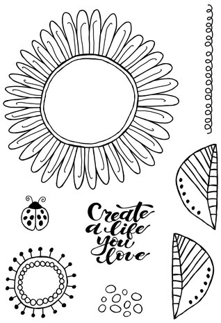 Woodware Petal Doodles Live Life Clear Stamps (JGS860) (OUTLET)