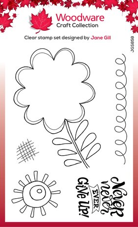Woodware Petal Doodles Never Give Up Clear Stamps (JGS858) (OUTLET)